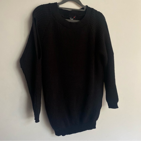 Nasty Gal Dresses & Skirts - Nasty Gal Black Knit Sweater Dress with sleeve cut out detailing.